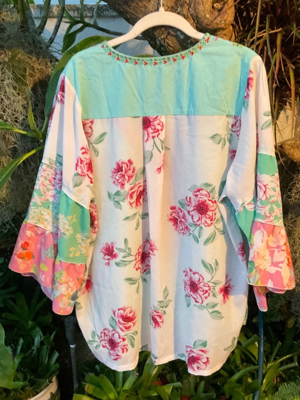 Multi-Colored Embroidered Patchwork Top - Picture 2 of 7